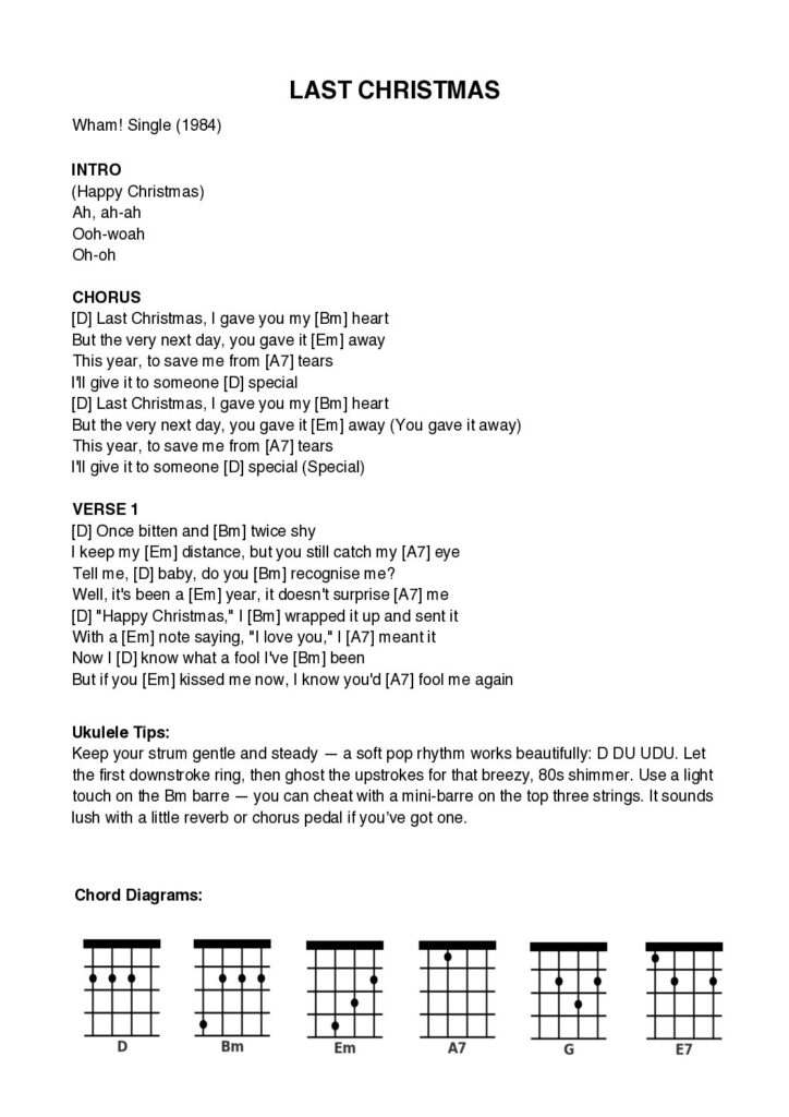 Last Christmas – Ukulele PDF