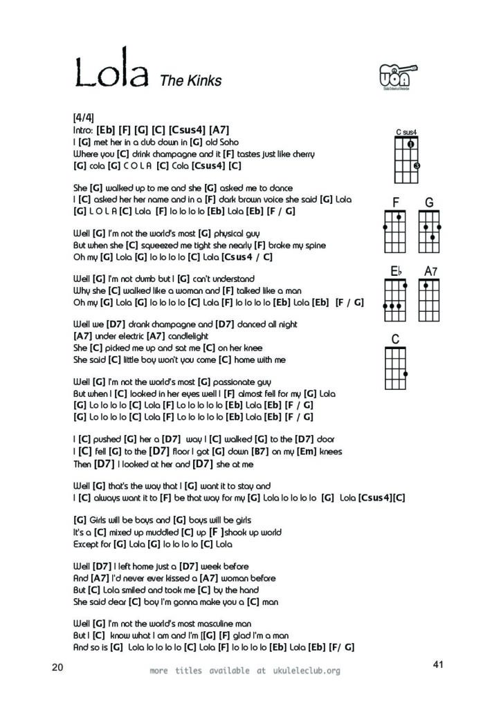 Lola – Ukulele PDF