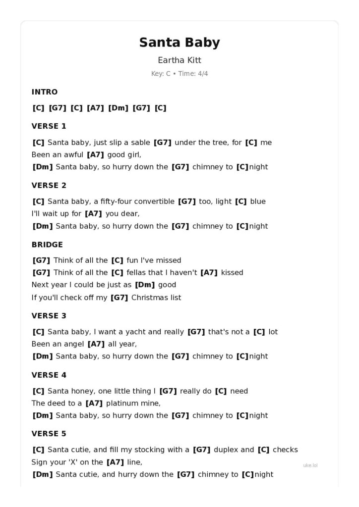 Santa Baby – Ukulele PDF