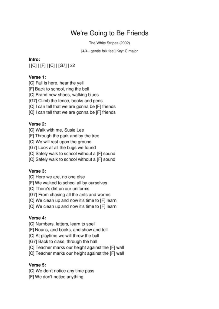 We’re Going to Be Friends – Ukulele PDF