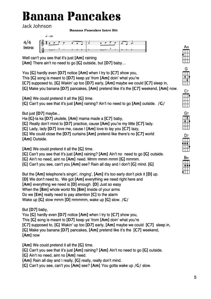 Banana Pancakes – Ukulele PDF
