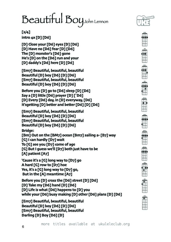Beautiful Boy (Darling Boy) – Ukulele PDF