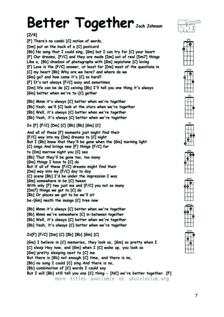 Better Together – Ukulele PDF