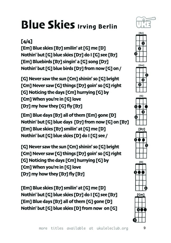 Blue Skies – Ukulele PDF