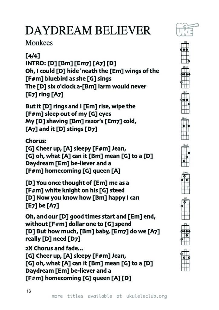 Daydream Believer – Ukulele PDF