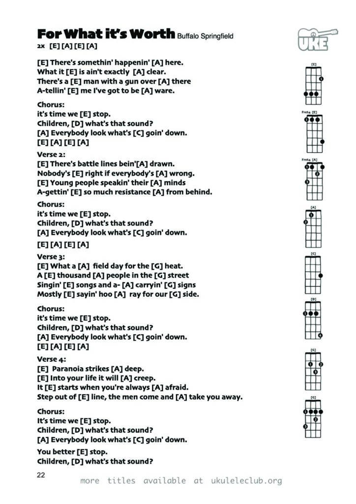 For What It’s Worth – Ukulele PDF
