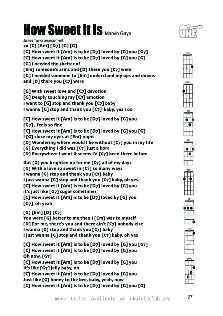 How Sweet It Is (To Be Loved by You) – Ukulele PDF