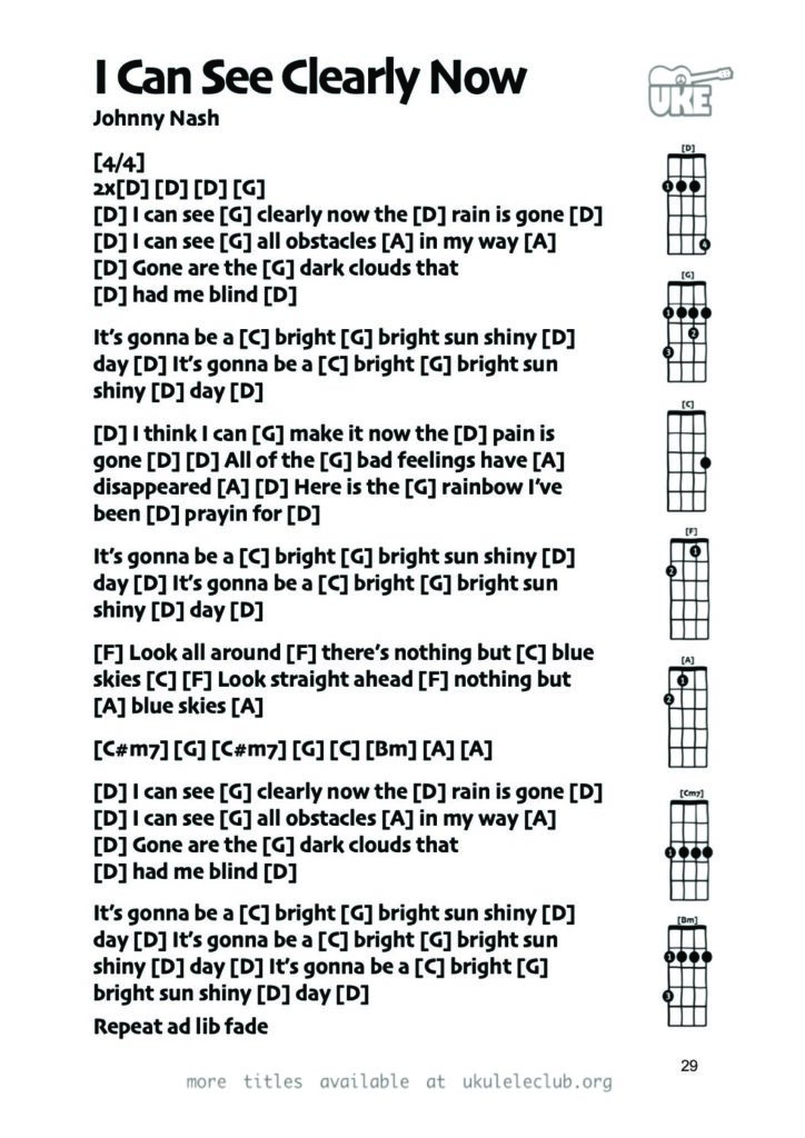 I Can See Clearly Now – Ukulele PDF