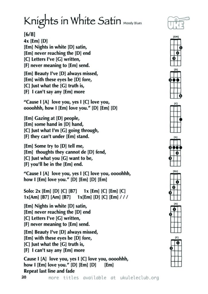 Nights in White Satin – Ukulele PDF