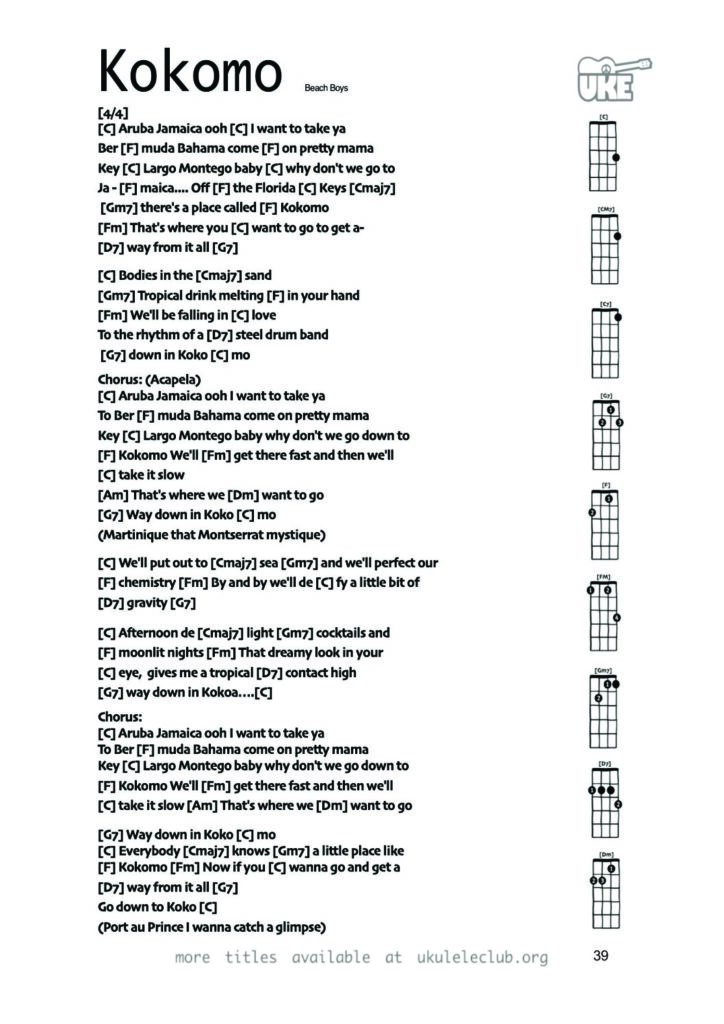 Kokomo – Ukulele PDF