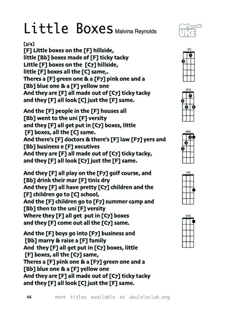 Little Boxes – Ukulele PDF