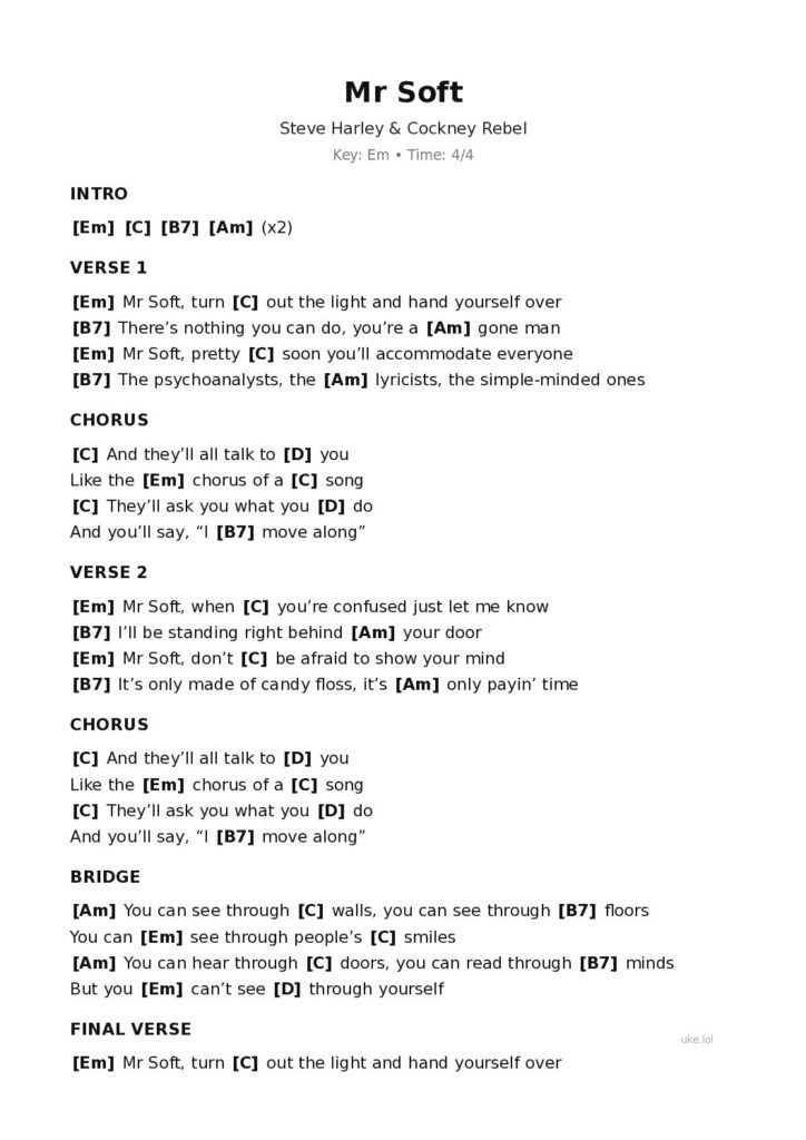 Mr Soft – Ukulele PDF