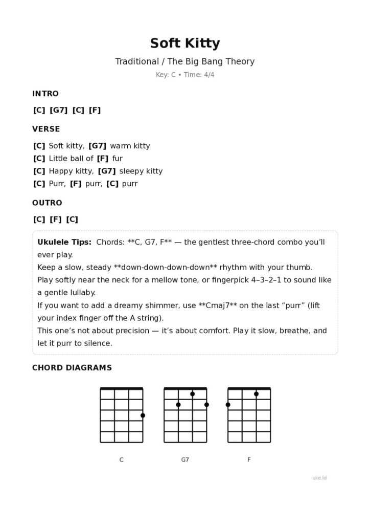 Soft Kitty – Ukulele PDF