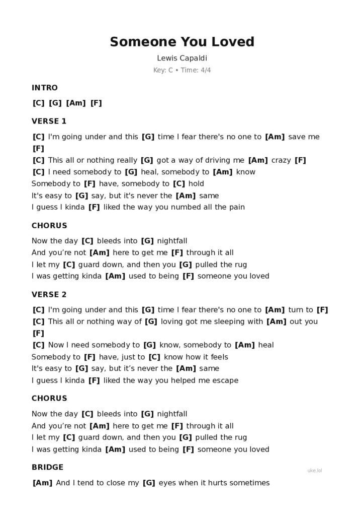 Someone You Loved – Ukulele PDF