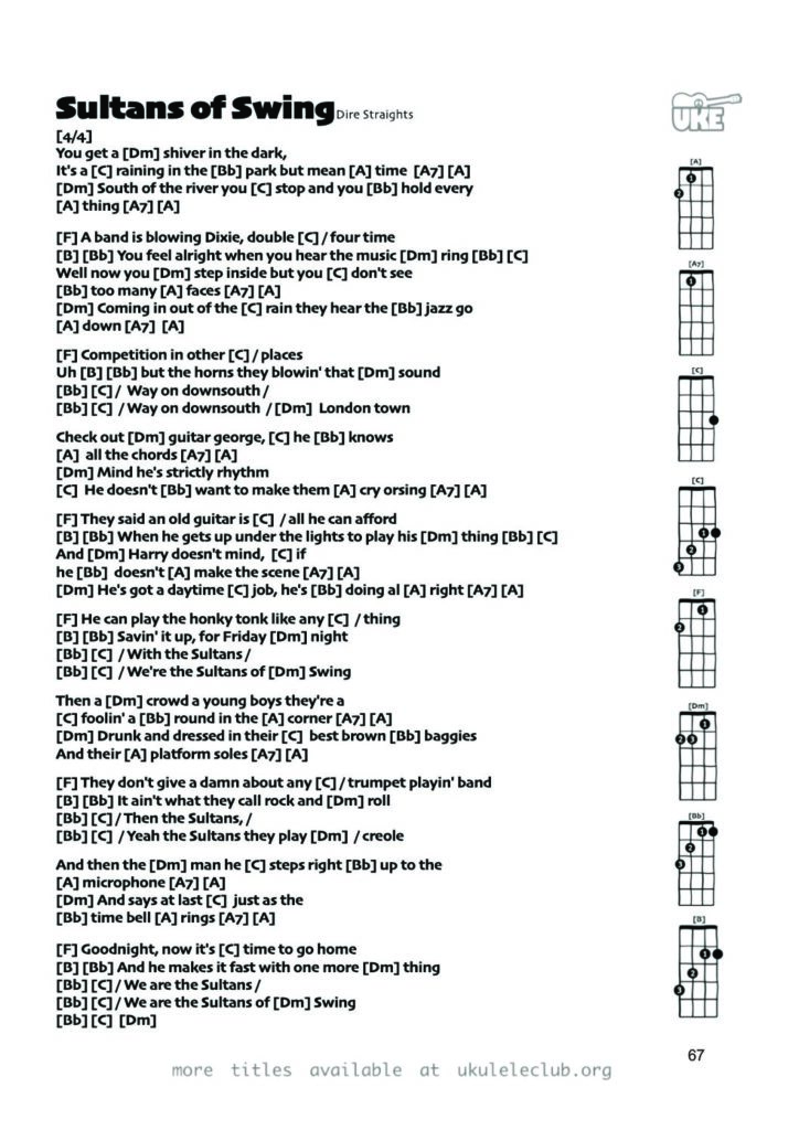 Sultans of Swing – Ukulele PDF