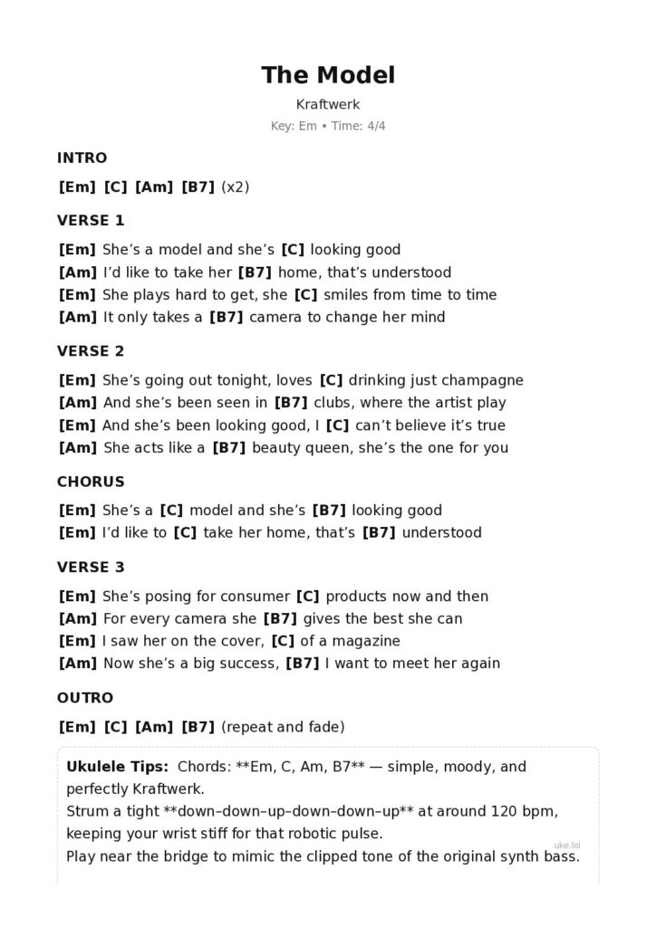 The Model – Ukulele PDF