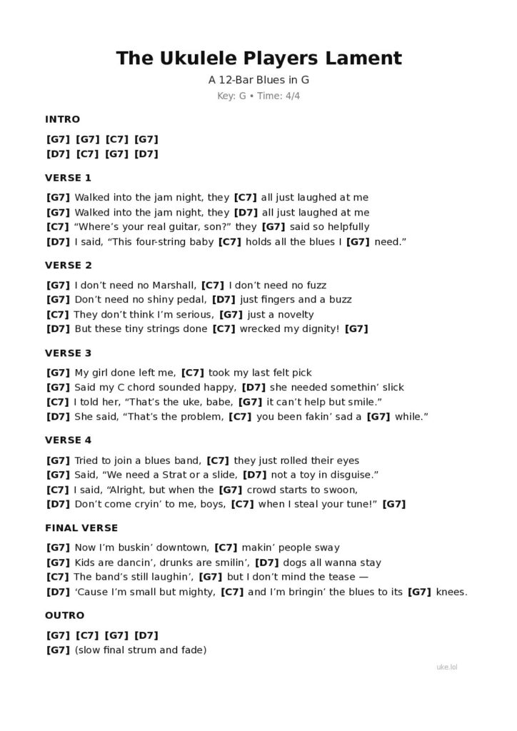 The Ukulele Player’s Lament – Ukulele PDF