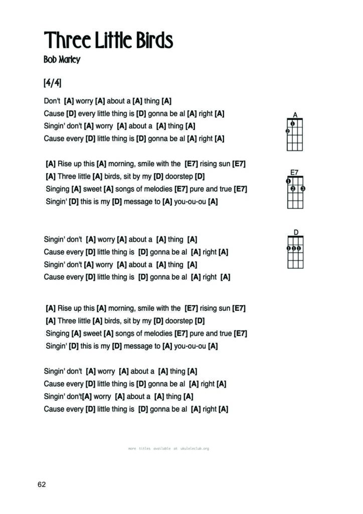 Three Little Birds – Ukulele PDF