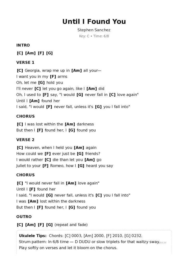 Until I Found You – Ukulele PDF