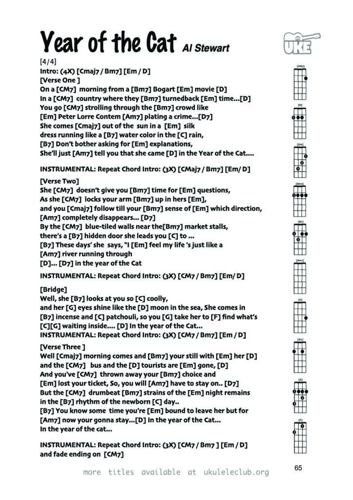 Year of the Cat – Ukulele PDF