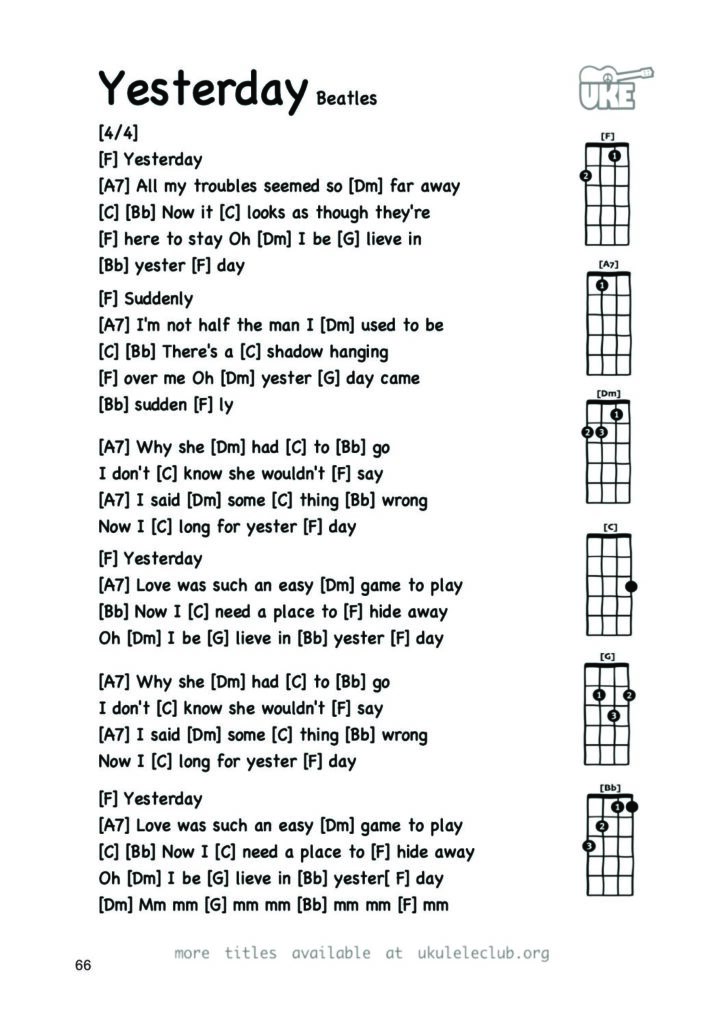 Yesterday – Ukulele PDF