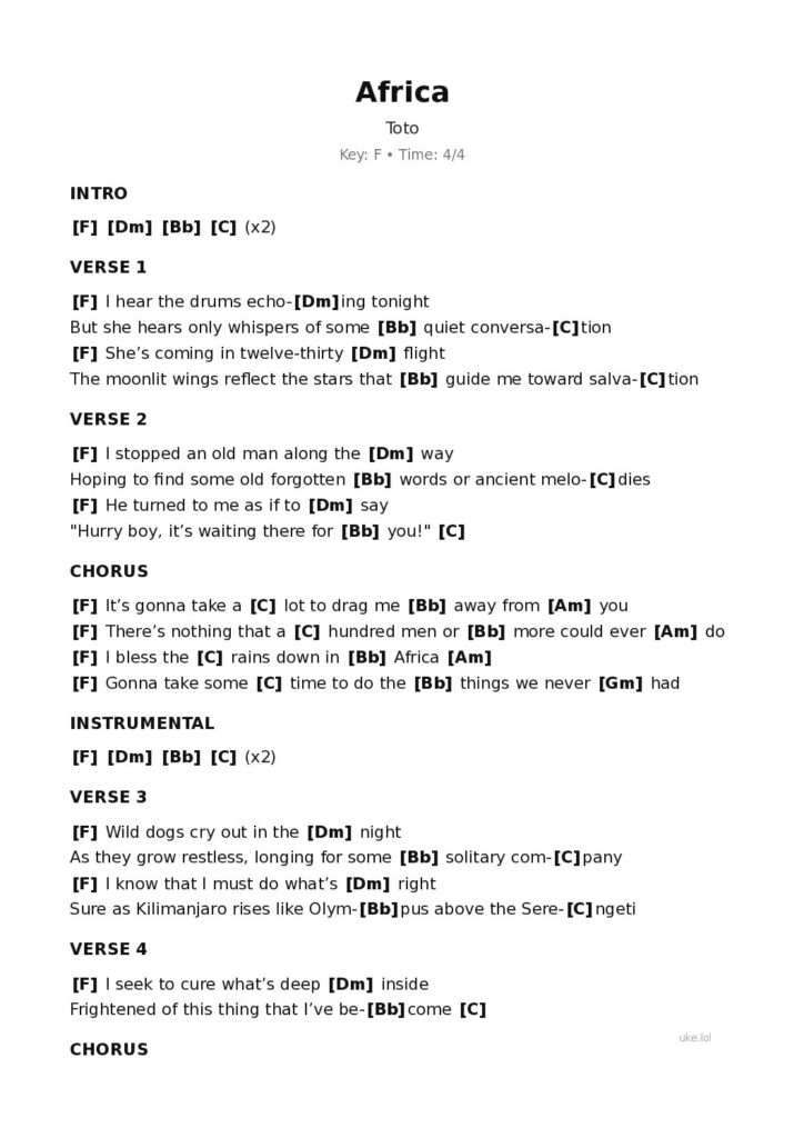 Africa – Ukulele PDF