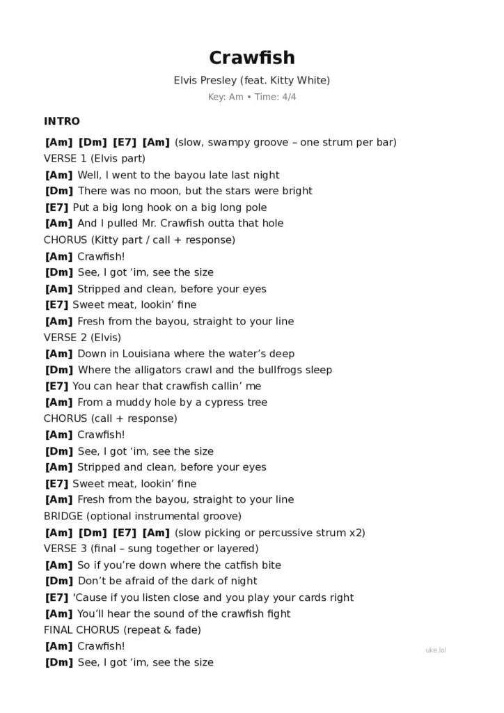 Crawfish – Ukulele PDF