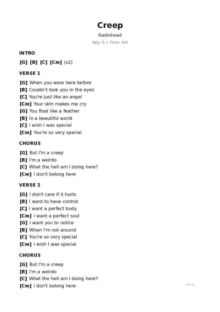 Creep – Ukulele PDF