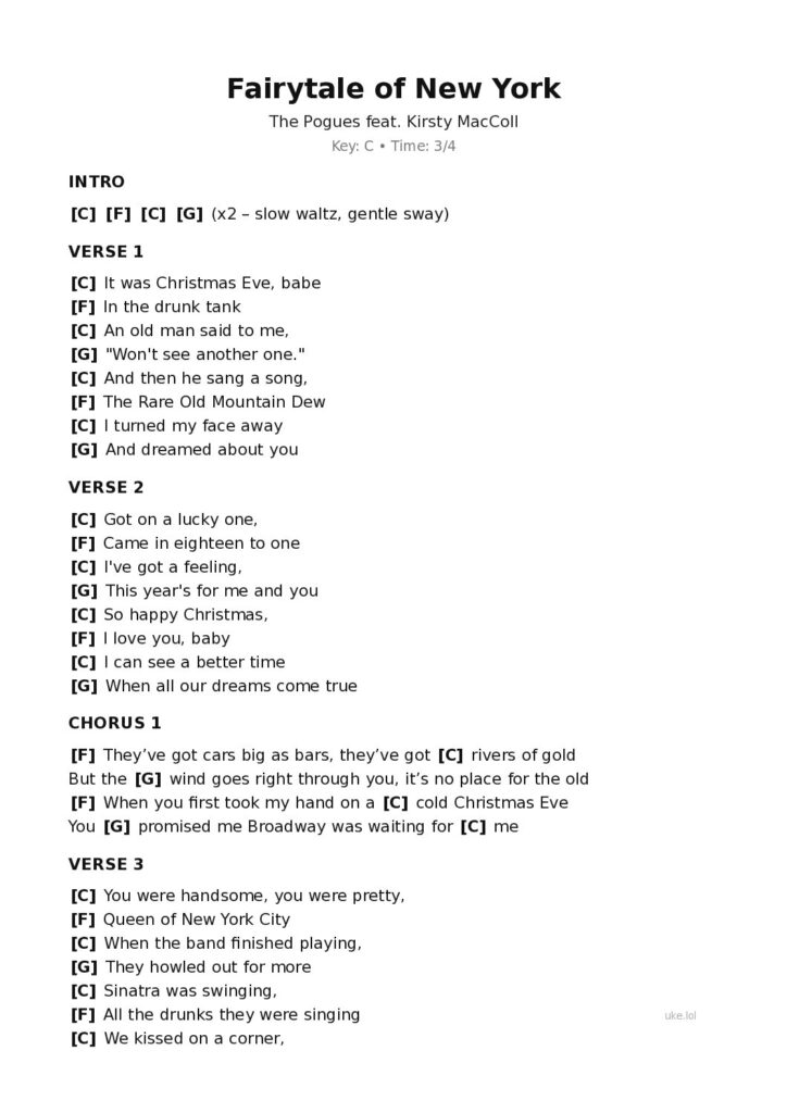 Fairytale of New York – Ukulele PDF