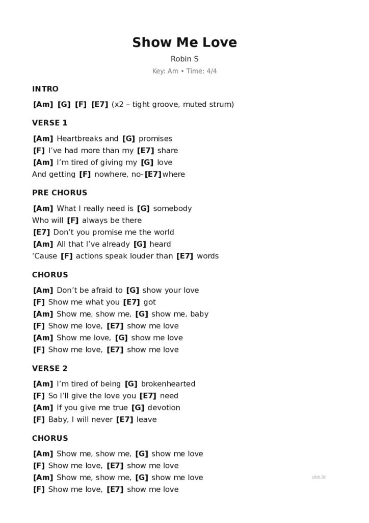 Show Me Love – Ukulele PDF