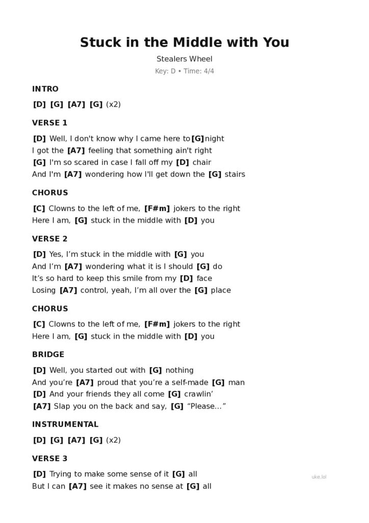 Stuck in the Middle with You – Ukulele PDF