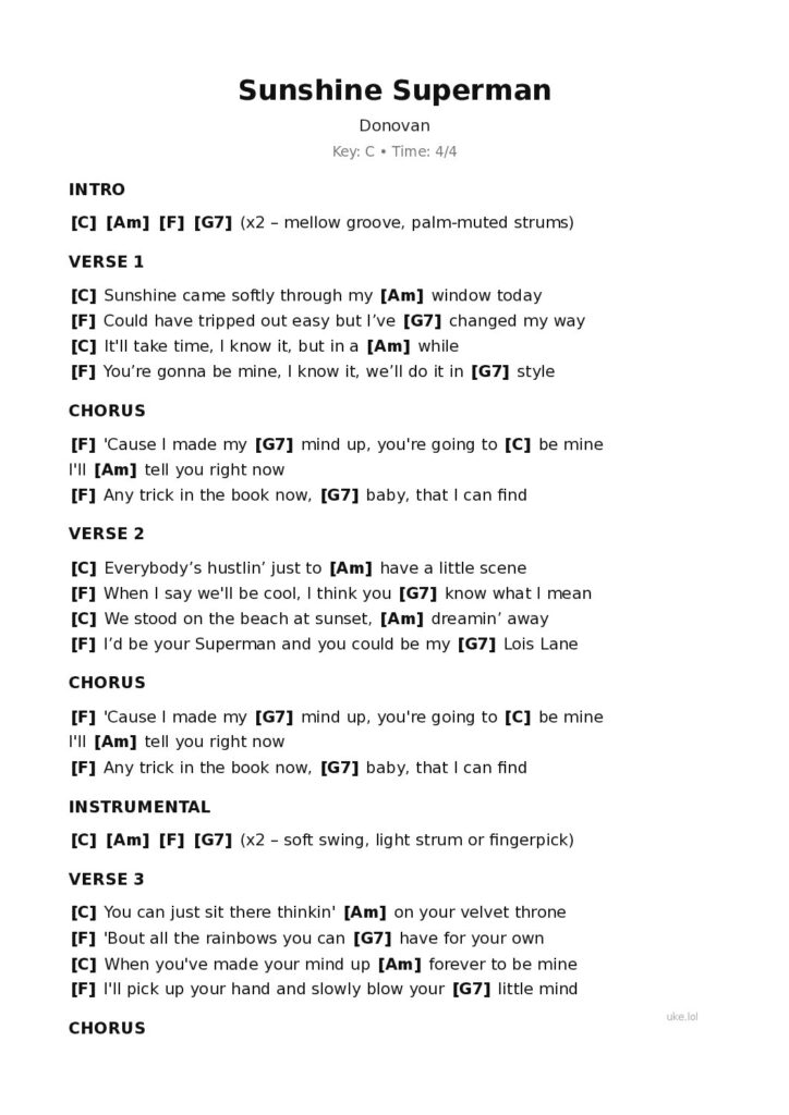 Sunshine Superman – Ukulele PDF