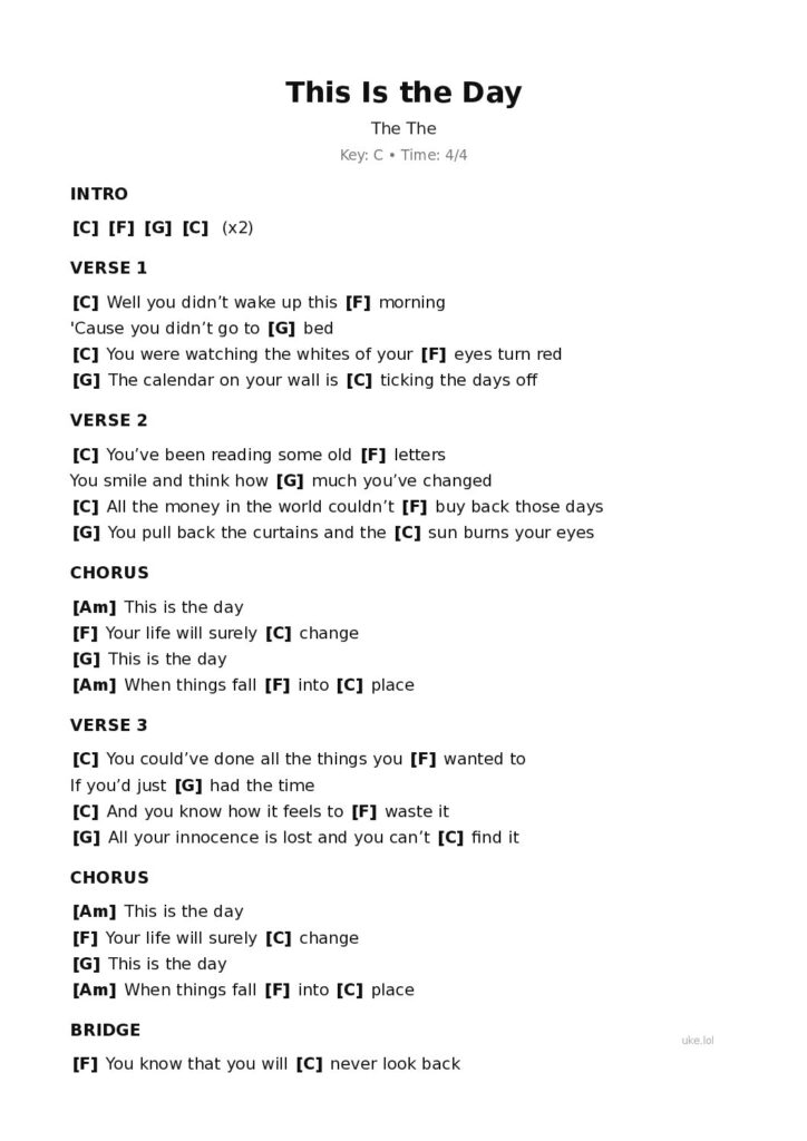 This Is the Day – Ukulele PDF