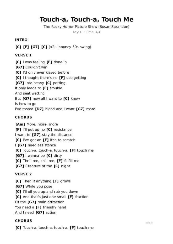 Touch-a, Touch-a, Touch Me – Ukulele PDF
